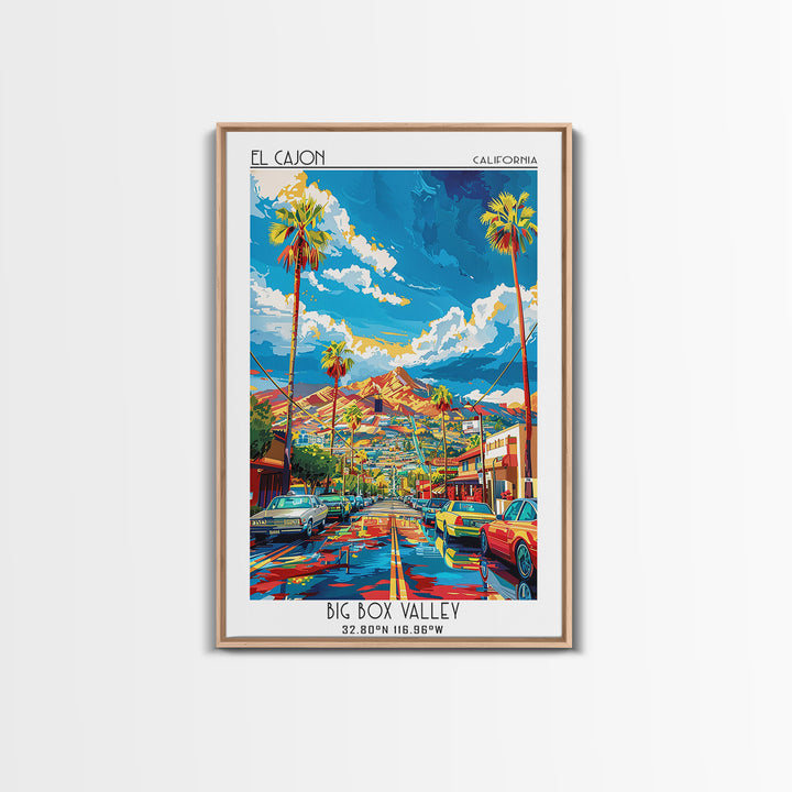 El Cajon Travel Poster, Canvas Print, Retro Travel Poster, City Wall Art, Poster Print, Art Print, Landscape Art, City Travel Poster