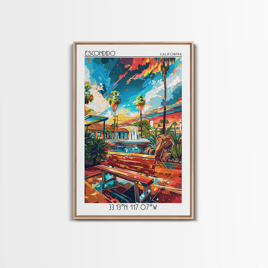 Escondido Travel Poster, Framed Canvas Print, Poster Print, Travel Wall Art, Home Office Decor, City Art Print, Living Room Wall Art