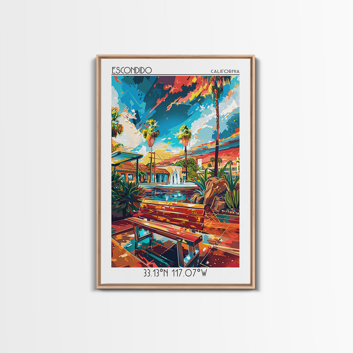 Escondido Travel Poster, Framed Canvas Print, Poster Print, Travel Wall Art, Home Office Decor, City Art Print, Living Room Wall Art