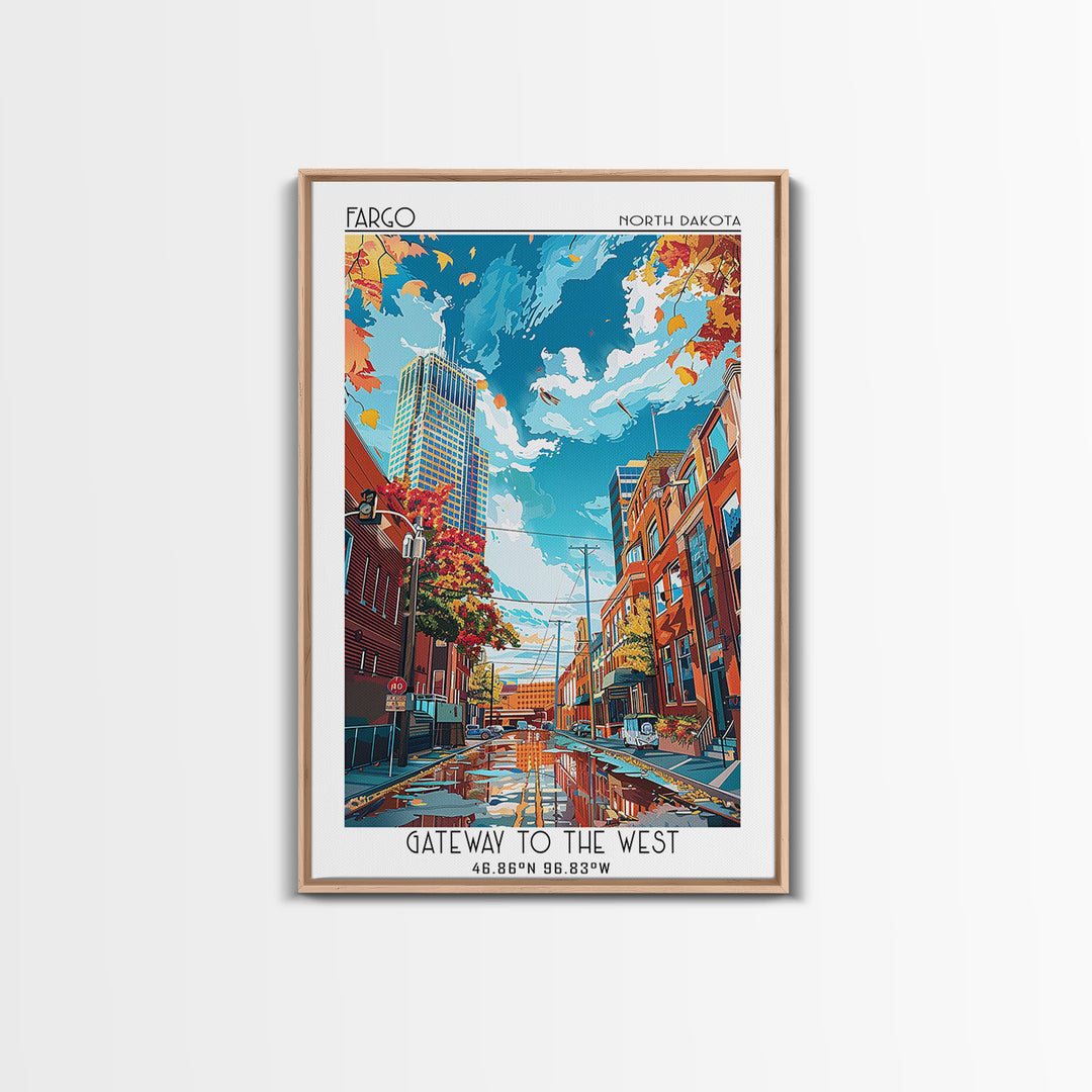 Fargo Travel Poster, Framed Canvas Print, Poster Print, Travel Wall Art, City Travel Poster, Living Room Wall Art, Modern Wall Decor