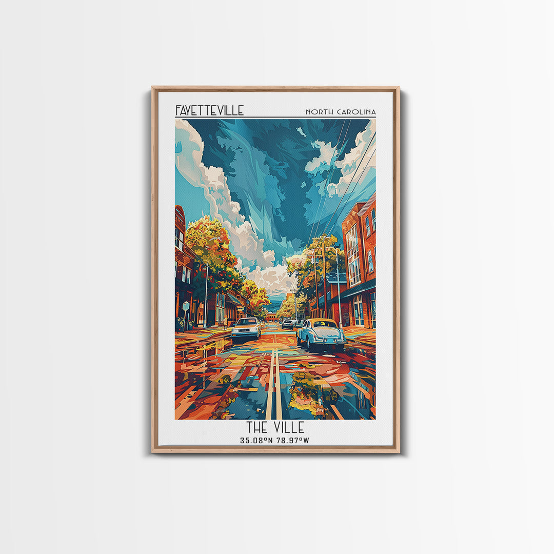 Fayetteville Travel Poster, Framed Canvas Print, Travel Wall Decor, Minimalist Poster, Art Print, City Art Print, City Travel Poster