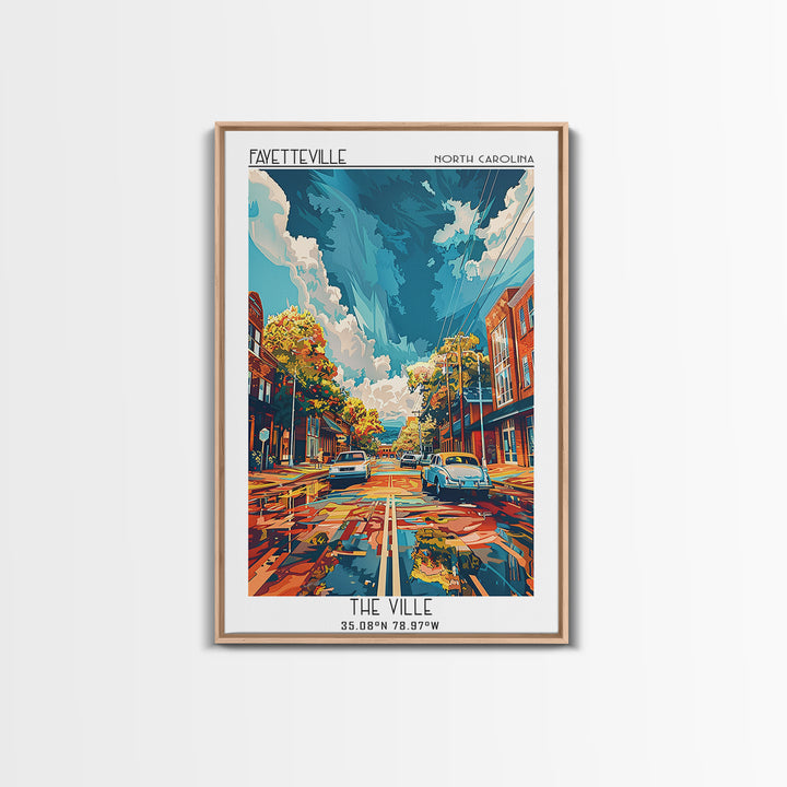Fayetteville Travel Poster, Framed Canvas Print, Travel Wall Decor, Minimalist Poster, Art Print, City Art Print, City Travel Poster