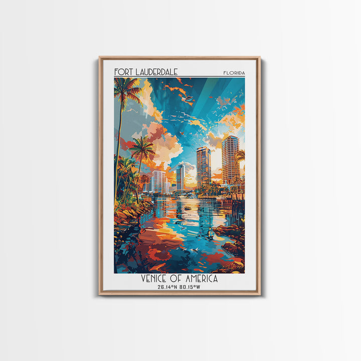 Fort Lauderdale Travel Poster, Canvas Print, City Travel Poster, Vintage City Poster, Living Room Wall Art, Landscape Art, Art Print
