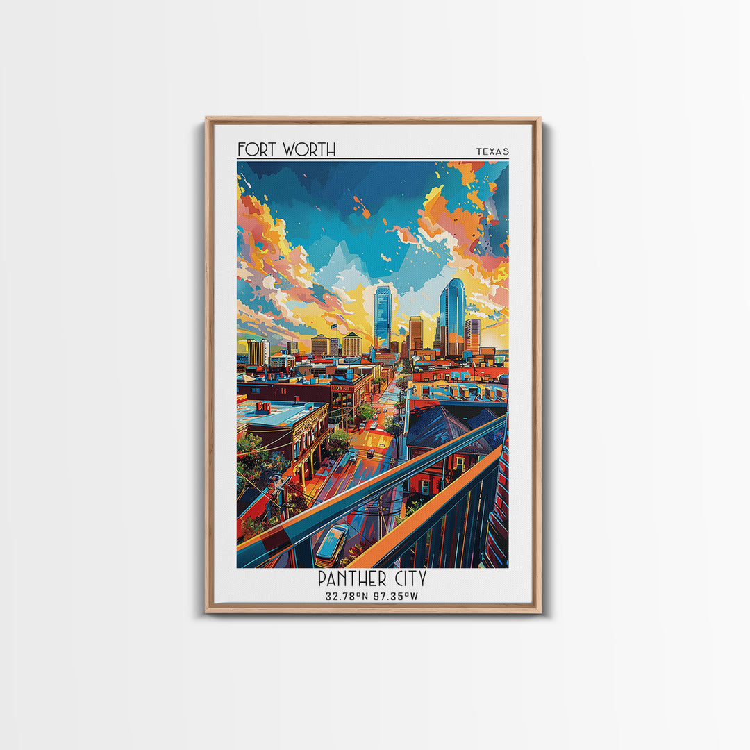 Fort Worth Travel Poster, Canvas Print, Poster Print, Travel Wall Art, City Art Print, Retro Wall Art, Travel Posters, Travel Prints