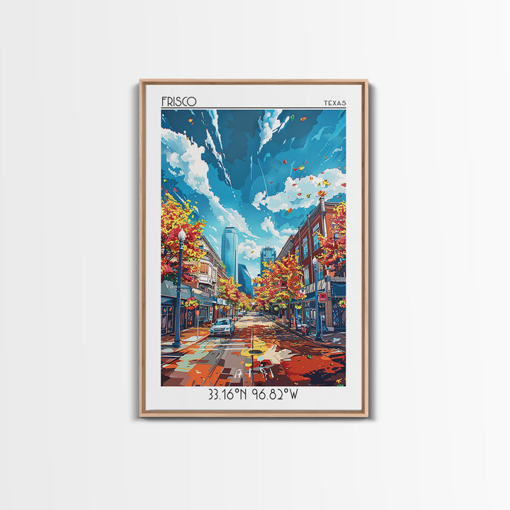 Frisco Travel Poster, Framed Canvas Print, Poster Print, Travel Wall Art, Travel Decor, Art Print, City Art Print, City Illustration