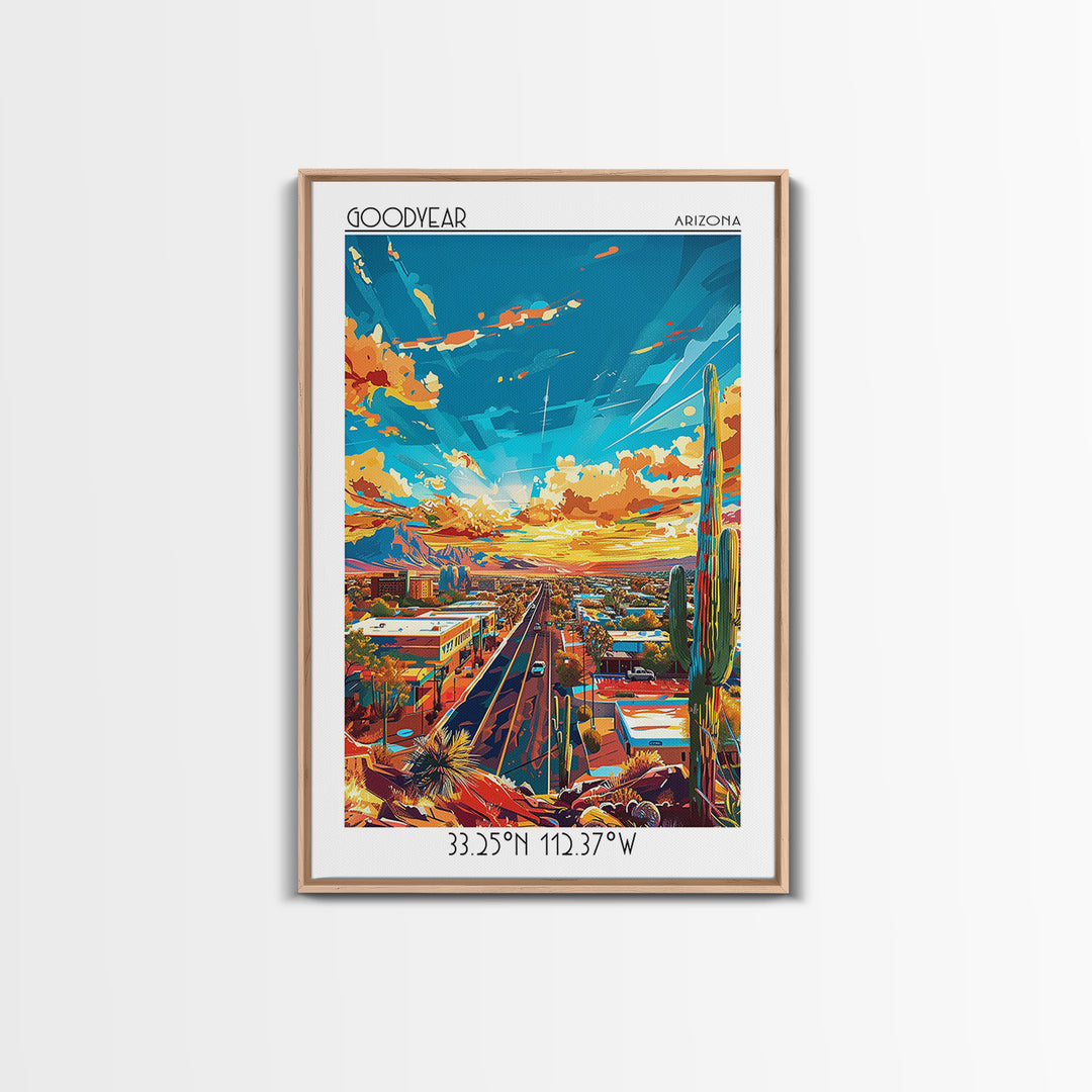 Goodyear Travel Poster, Framed Canvas Print, City Travel Poster, Travel Wall Art, Travel Print, Vintage Travel Print, Vintage Travel