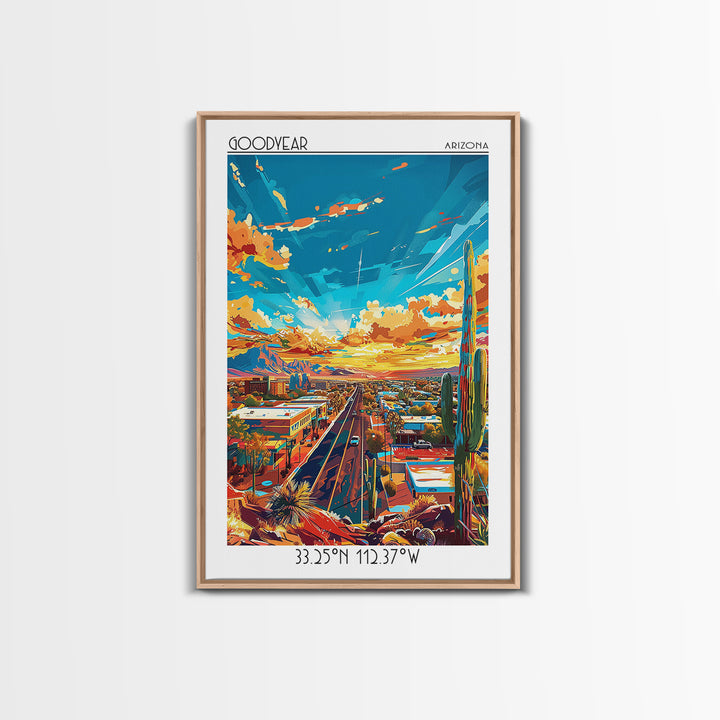 Goodyear Travel Poster, Framed Canvas Print, City Travel Poster, Travel Wall Art, Travel Print, Vintage Travel Print, Vintage Travel