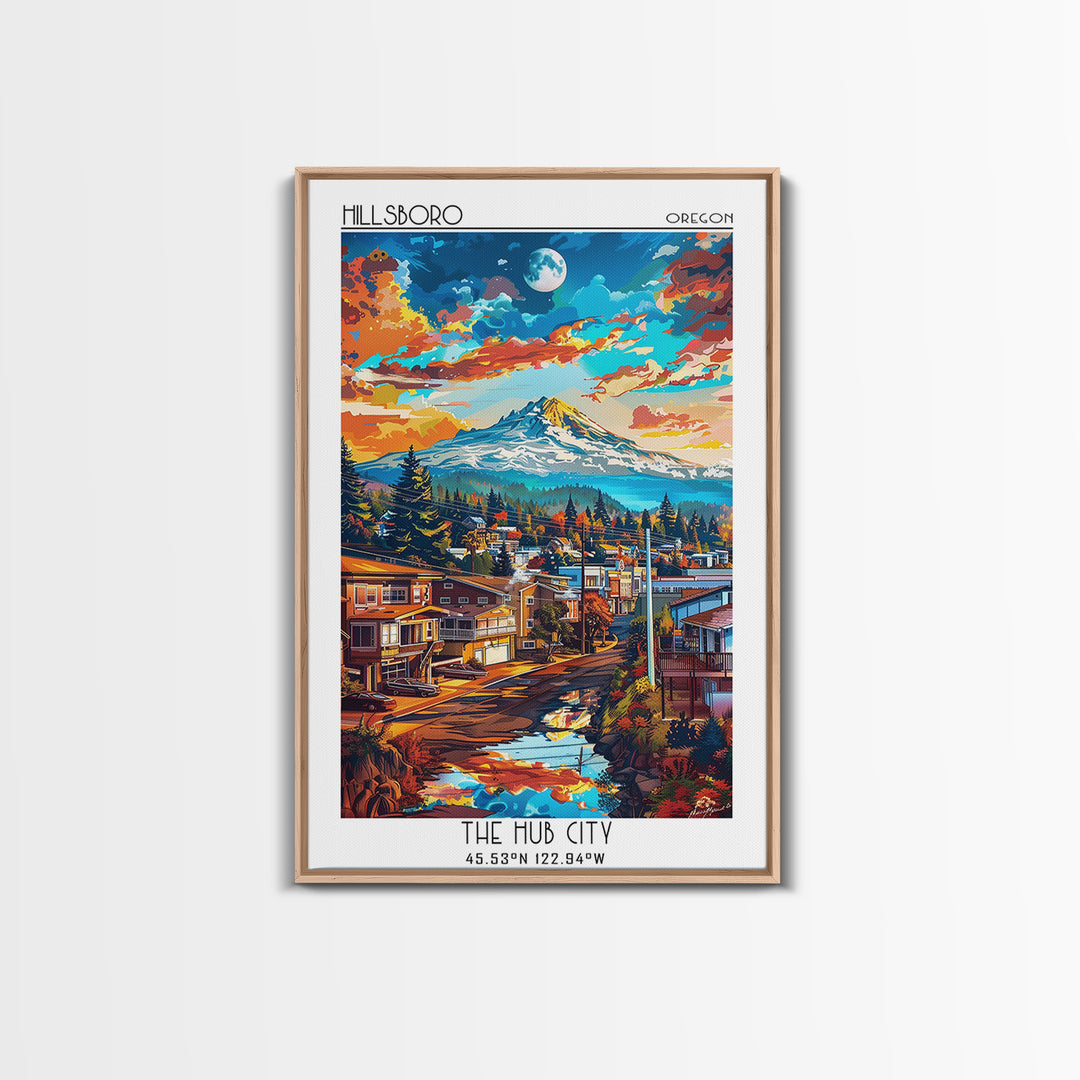 Hillsboro Travel Poster, Canvas Print, Poster Print, Travel Wall Art, Travel Art Print, Retro Wall Art, Art Print, Home Office Decor