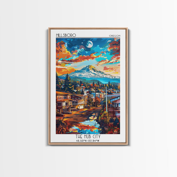 Hillsboro Travel Poster, Canvas Print, Poster Print, Travel Wall Art, Travel Art Print, Retro Wall Art, Art Print, Home Office Decor