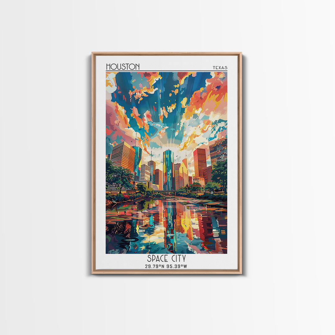 Houston Travel Poster, Canvas Print, Vintage Travel Print, City Wall Art, Wall Art, Retro Travel Print, Poster Art, Travel Art Print
