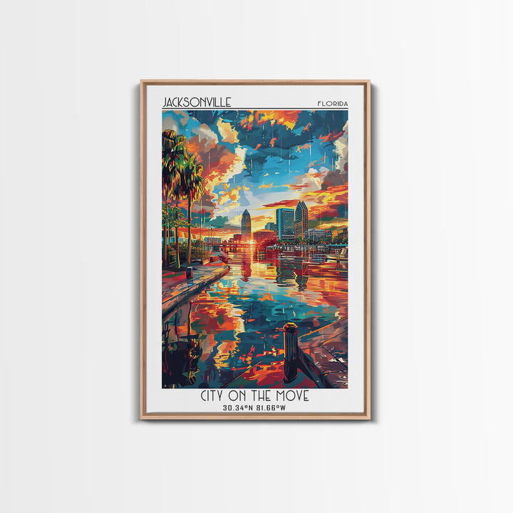 Jacksonville Travel Poster, Framed Canvas Print, Retro Travel Poster, City Wall Art, Travel Art Print, Vintage Posters, Poster Print