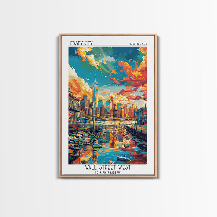Jersey City Travel Poster, Canvas Print, Retro Wall Art, Travel Print, Living Room Wall Art, City Wall Art, Fine Art Print, Wall Art