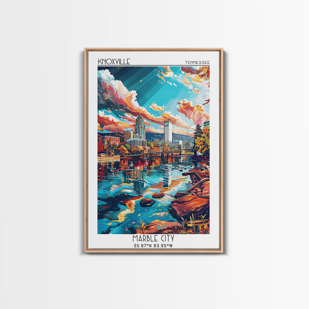 Knoxville Travel Poster, Framed Canvas Print, Poster Print, Travel Wall Art, Travel Posters, City Illustration, Living Room Wall Art