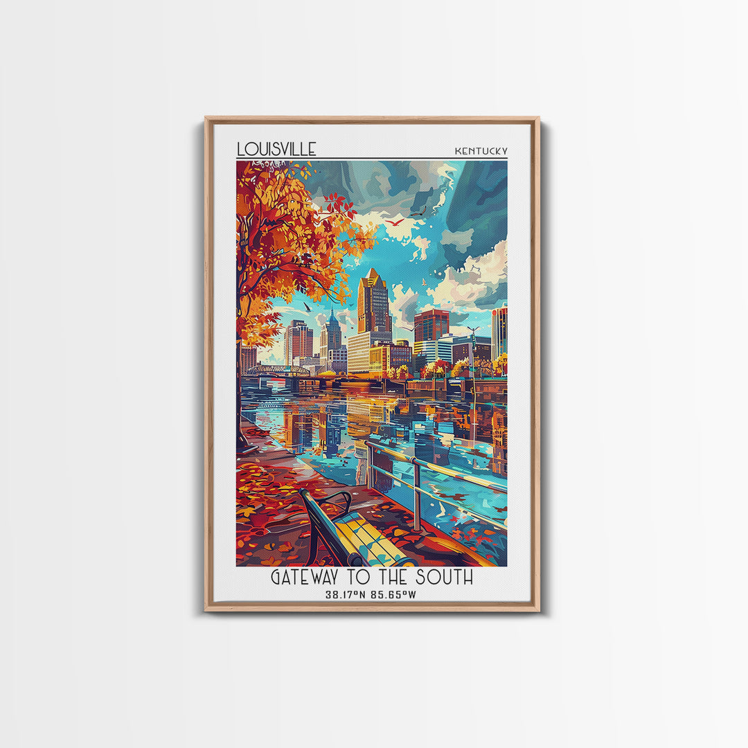 Louisville Travel Poster, Canvas Print, Travel Prints, Landscape Art, Travel Wall Decor, Art Print, Mid Century Wall Art, Home Decor