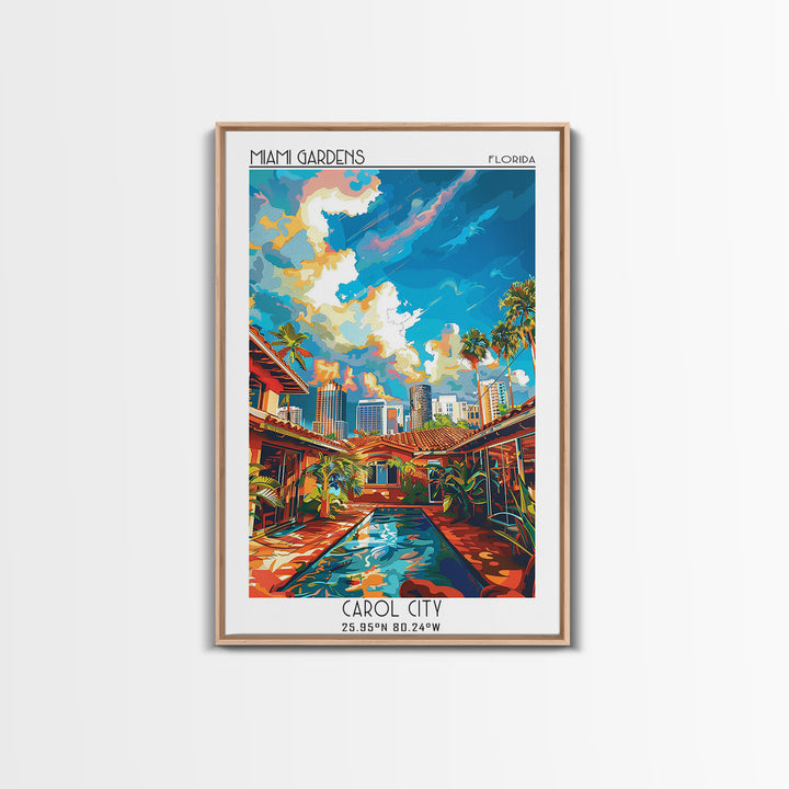 Miami Gardens Travel Poster, Canvas Print, Travel Art Print, Modern Wall Decor, Landscape Art, Wanderlust Gift, Living Room Wall Art
