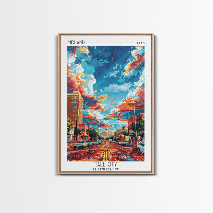 Midland Travel Poster, Framed Canvas Print, Retro Travel Poster, City Wall Art, Vintage Poster, Fine Art Print, Vintage Travel Print