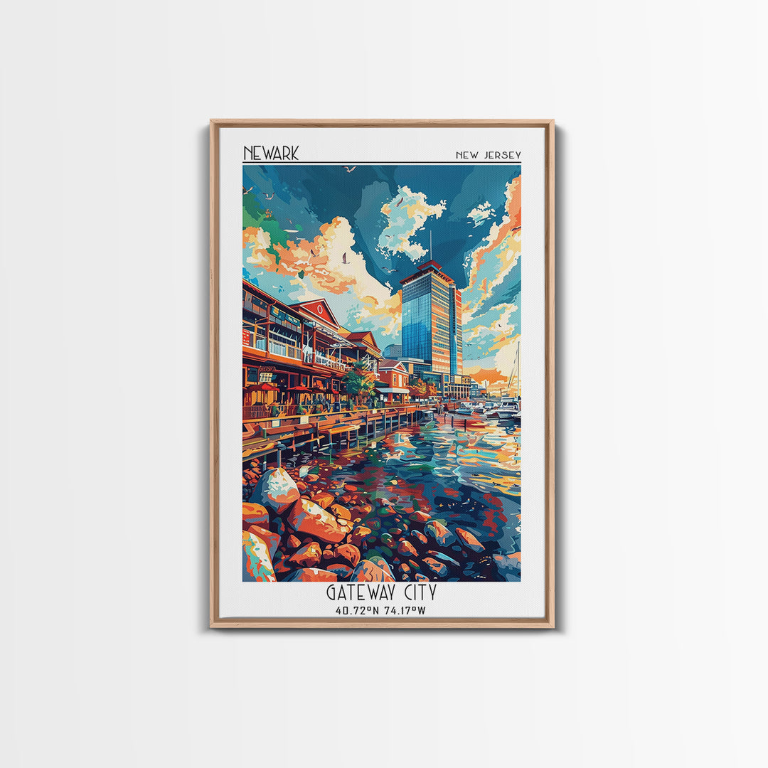 Newport News Travel Poster, Framed Canvas Print, Retro Travel Poster, City Wall Art, Travel Prints, City Art Print, Travel Art Print