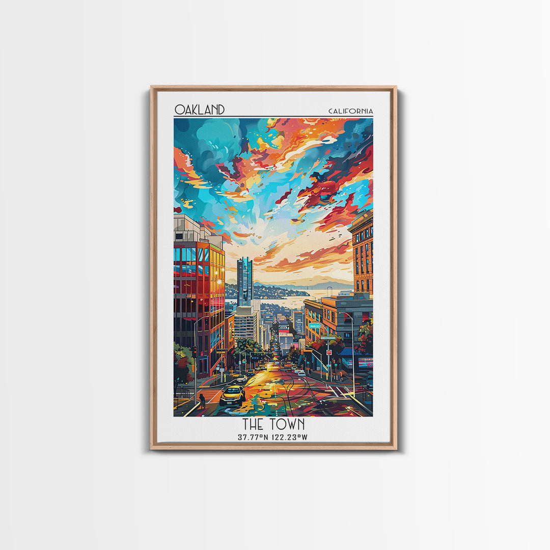 Oakland Travel Poster, Framed Canvas Print, City Art Print, Travel Wall Art, Vintage Travel Art, Living Room Wall Art, Travel Prints