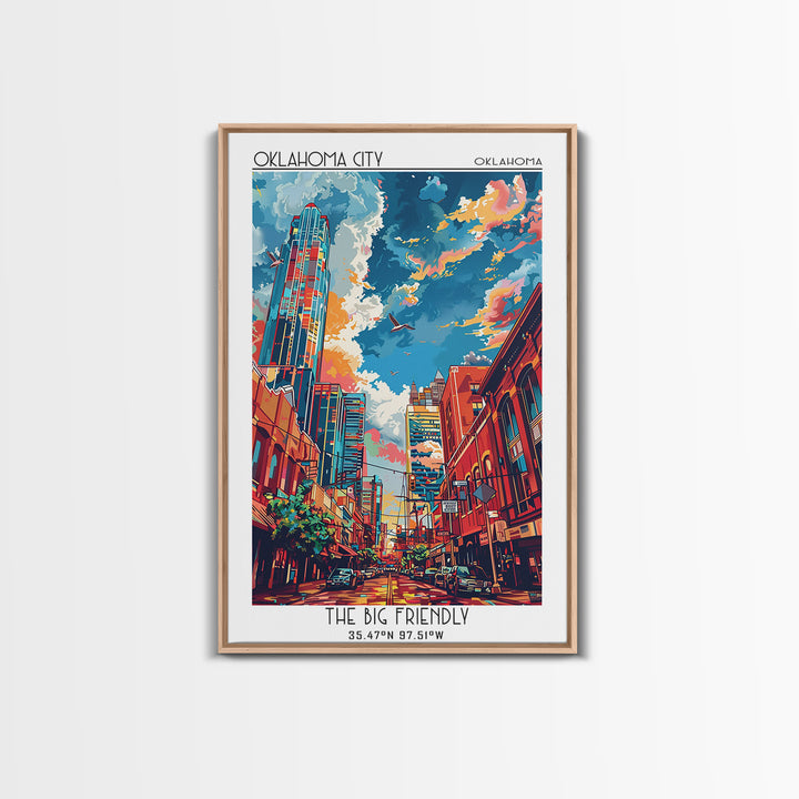 Oklahoma City Travel Poster, Framed Canvas Print, City Travel Poster, Vintage City Poster, Wall Art, Travel Art Print, City Wall Art