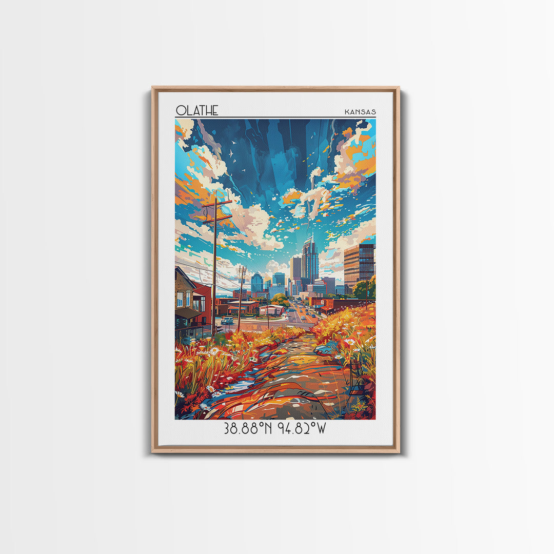Olathe Travel Poster, Framed Canvas Print, Travel Wall Art, City Wall Art, Retro Travel Poster, Vintage Travel, Mid Century Wall Art