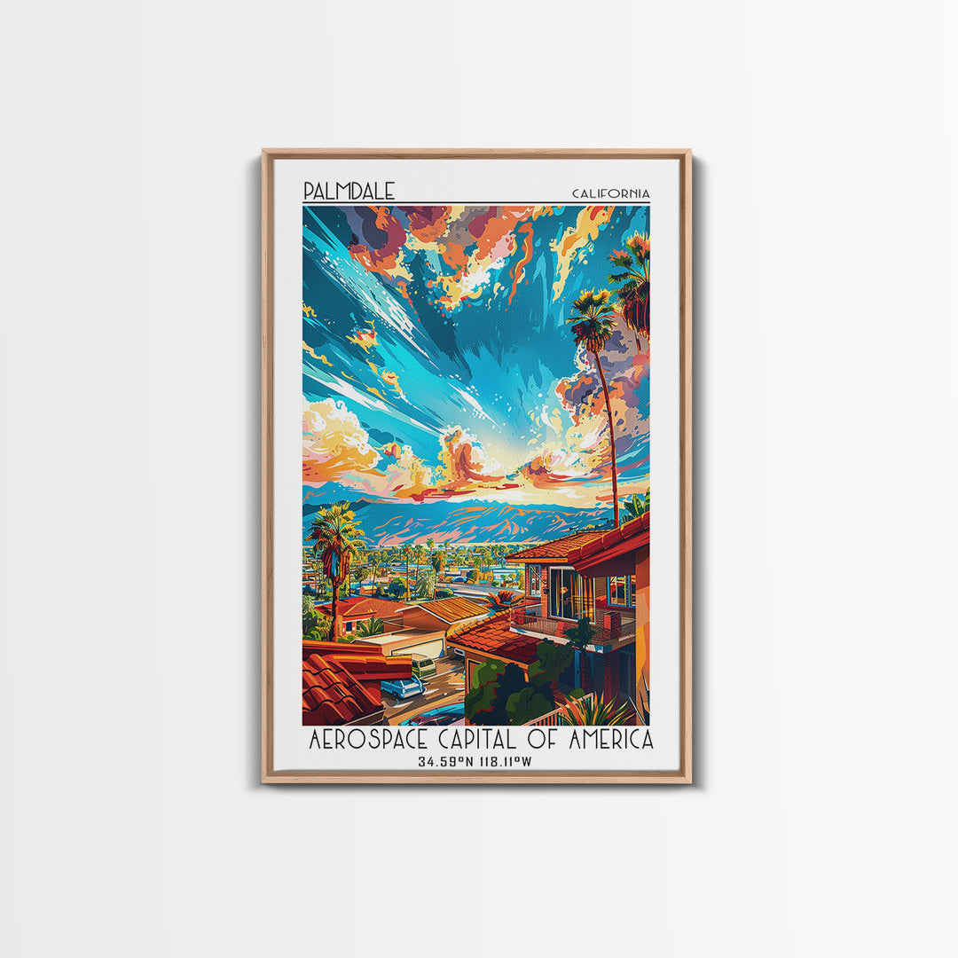 Palmdale Travel Poster, Framed Canvas Print, City Travel Poster, Travel Wall Art, Landscape Art, Retro Travel Print, Vintage Posters