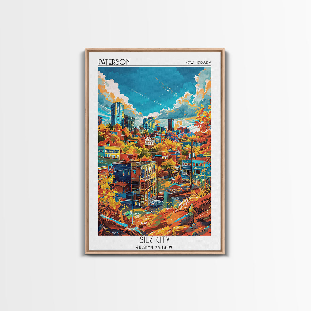 Paterson Travel Poster, Framed Canvas Print, Travel Prints, Landscape Art, City Art Print, Living Room Wall Art, Retro Travel Poster