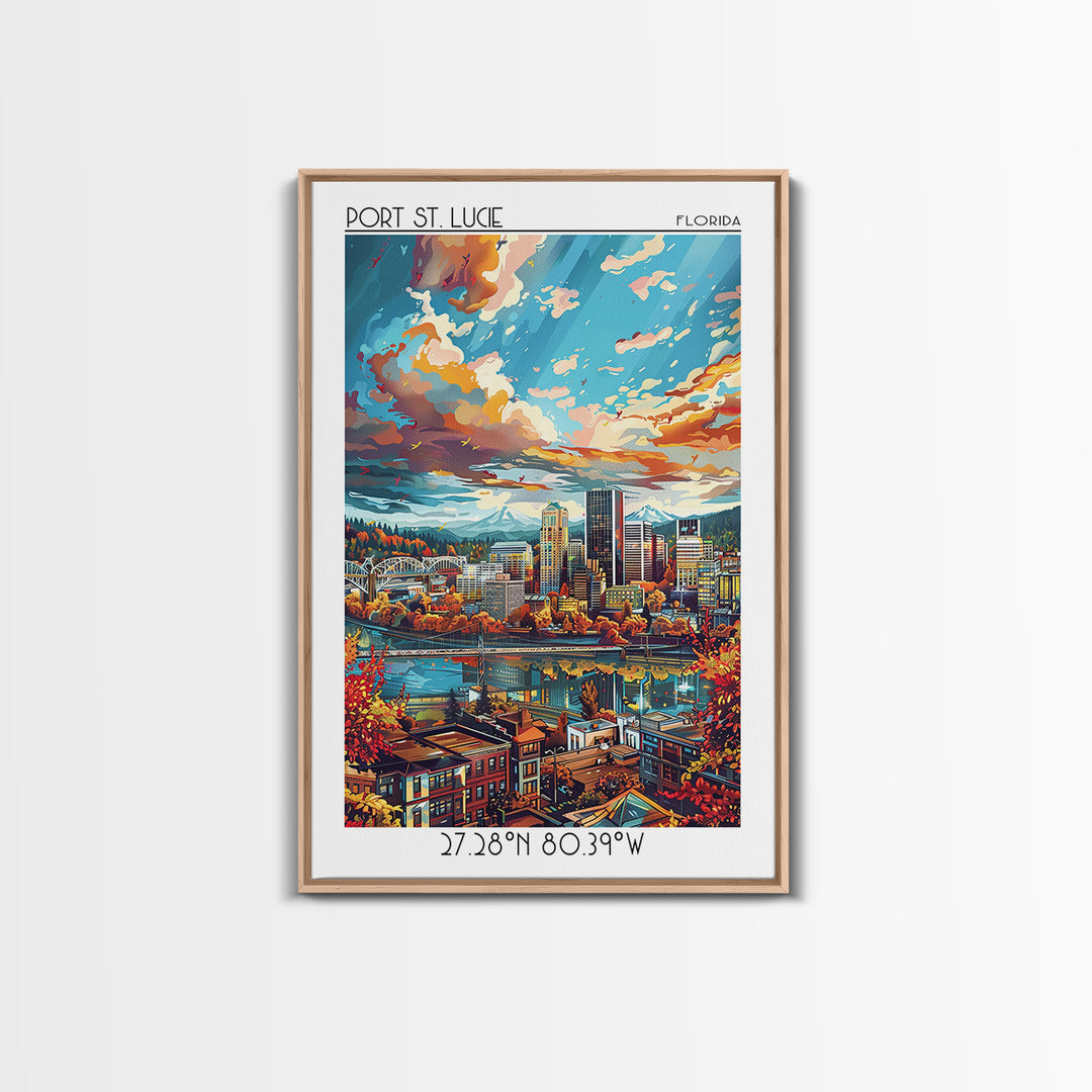 Portland Travel Poster, Framed Canvas Print, City Travel Poster, Vintage City Poster, Travel Wall Art, Vintage Posters, Travel Print
