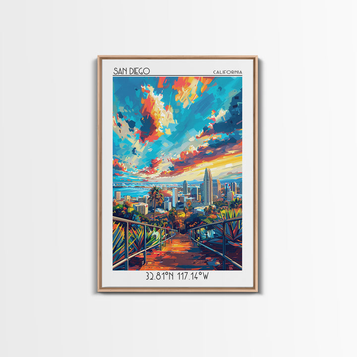 San Diego Travel Poster, Canvas Print, Travel Wall Art, City Wall Art, City Illustration, Art Print, Home Office Decor, Travel Decor