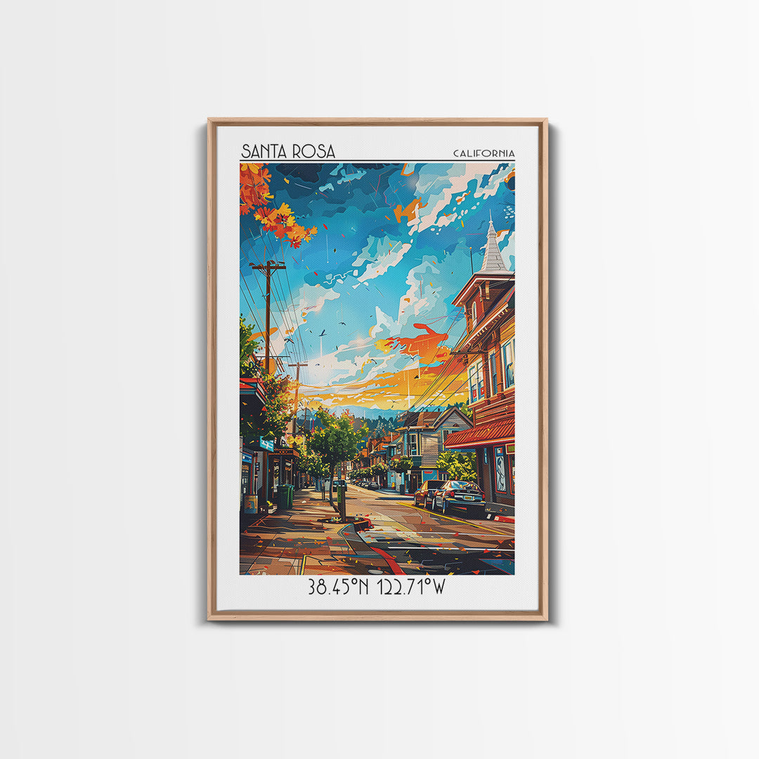 Santa Rosa Travel Poster, Framed Canvas Print, Poster Print, Travel Wall Art, Gallery Wall Set, Home Office Decor, Colorful Wall Art
