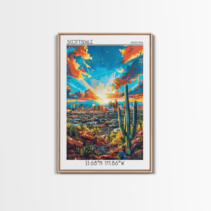 Scottsdale Travel Poster, Canvas Print, City Travel Poster, Travel Wall Art, City Illustration, Vintage City Poster, Wanderlust Gift