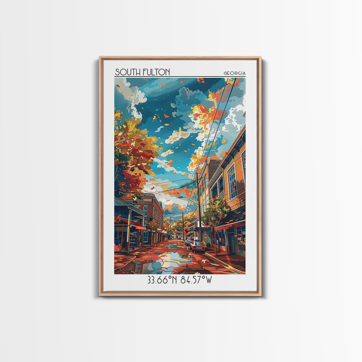 South Fulton Travel Poster, Framed Canvas Print, Retro Wall Art, Travel Print, Vintage Travel, Vintage Travel Art, Minimalist Poster