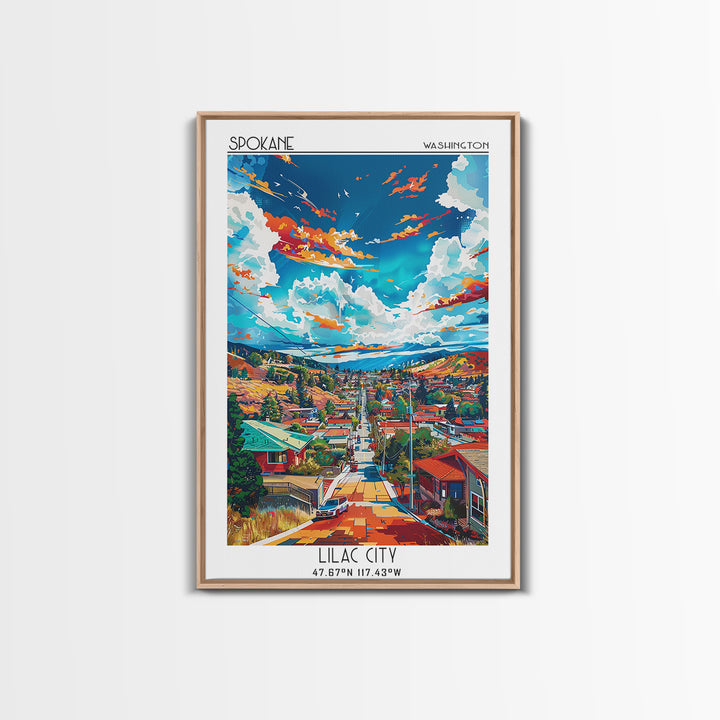 Spokane Valley Travel Poster, Framed Canvas Print, City Travel Poster, Travel Wall Decor, Fine Art Print, Travel Posters, Home Decor