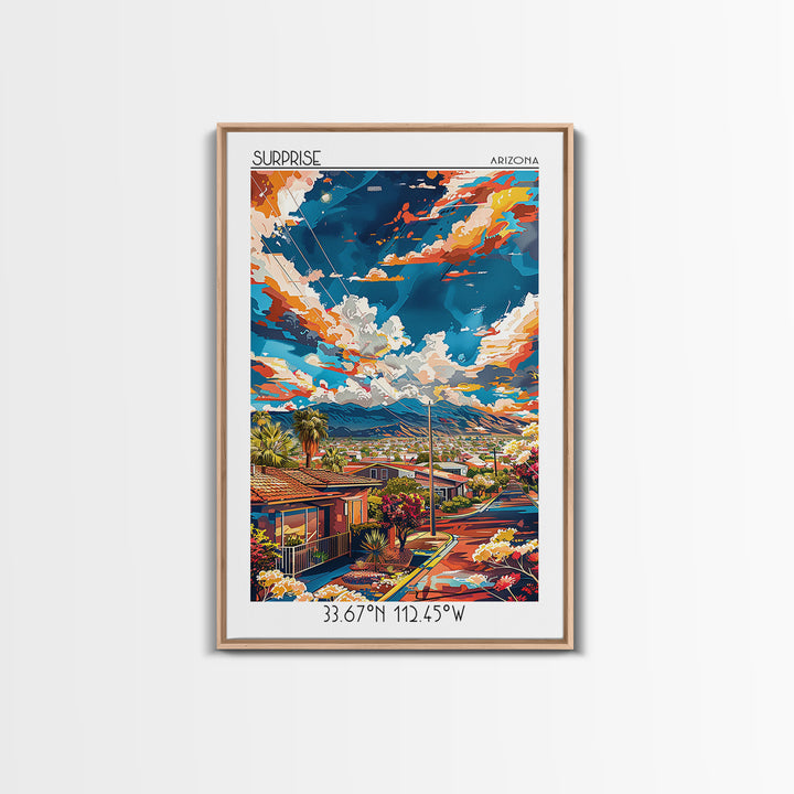Surprise Travel Poster, Canvas Print, City Travel Poster, Travel Wall Art, City Illustration, Mid Century Wall Art, Gallery Wall Set