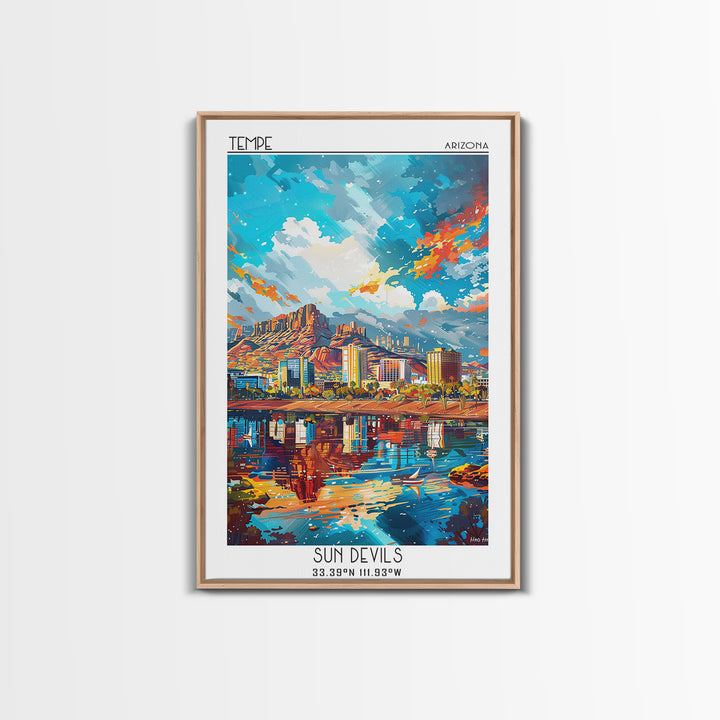 Tempe Travel Poster, Canvas Print, Retro Wall Art, Travel Print, City Illustration, Vintage Poster, Poster Art, Mid Century Wall Art
