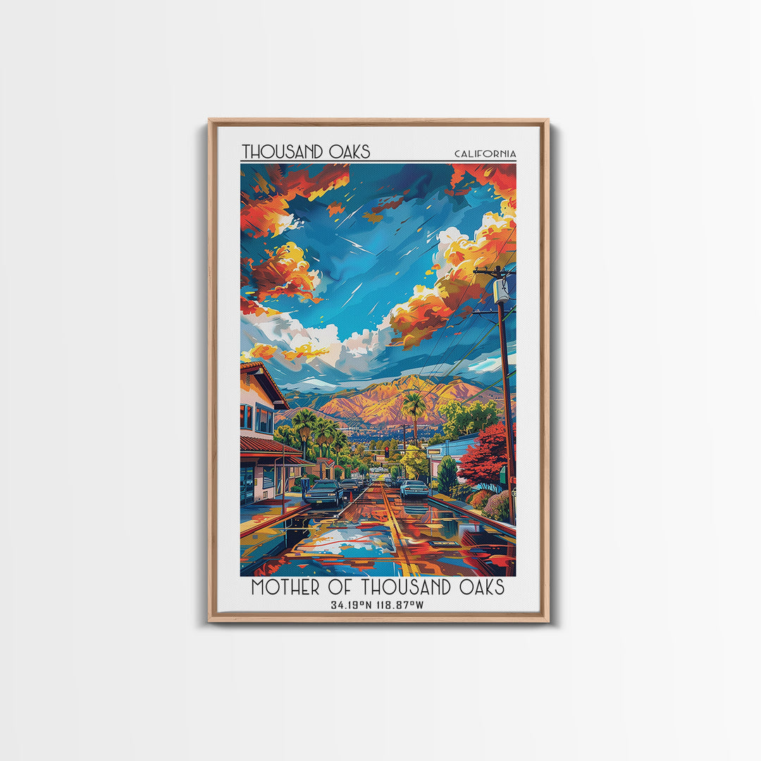 Thousand Oaks Travel Poster, Framed Canvas Print, City Travel Poster, Travel Wall Art, Art Print, Fine Art Print, Vintage Travel Art