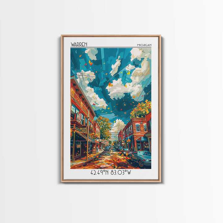 Warren Travel Poster, Framed Canvas Print, Travel Wall Decor, Minimalist Poster, Travel Posters, City Wall Art, Living Room Wall Art