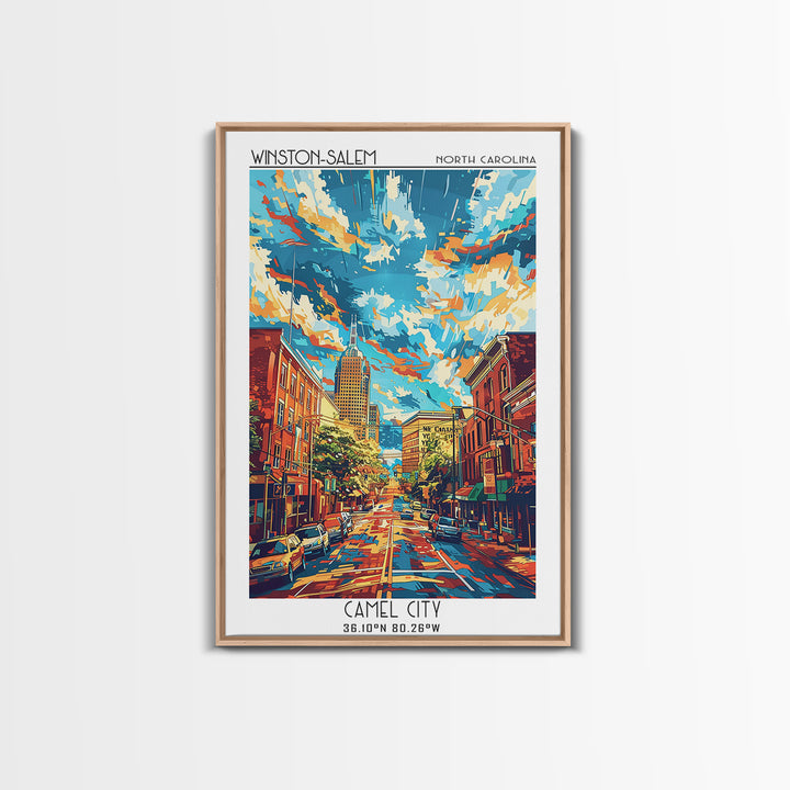 Winston-Salem Travel Poster, Canvas Print, Travel Wall Decor, Minimalist Poster, Travel Prints, Retro Travel Print, Gallery Wall Set