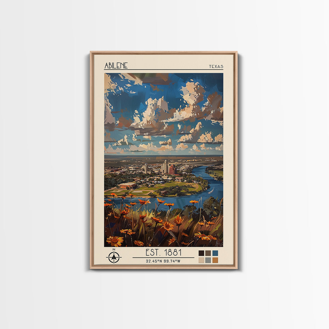 Abilene Travel Poster, Canvas Print, Travel Prints, Landscape Art, Gallery Wall Set, Poster Art, Vintage City Poster, Vintage Poster