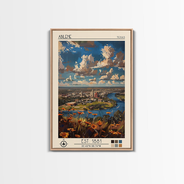 Abilene Travel Poster, Canvas Print, Travel Prints, Landscape Art, Gallery Wall Set, Poster Art, Vintage City Poster, Vintage Poster