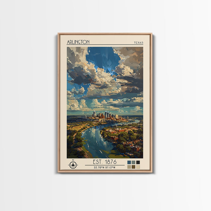 Arlington Travel Poster, Framed Canvas Print, City Travel Poster, Vintage City Poster, Fine Art Print, Travel Prints, Travel Posters