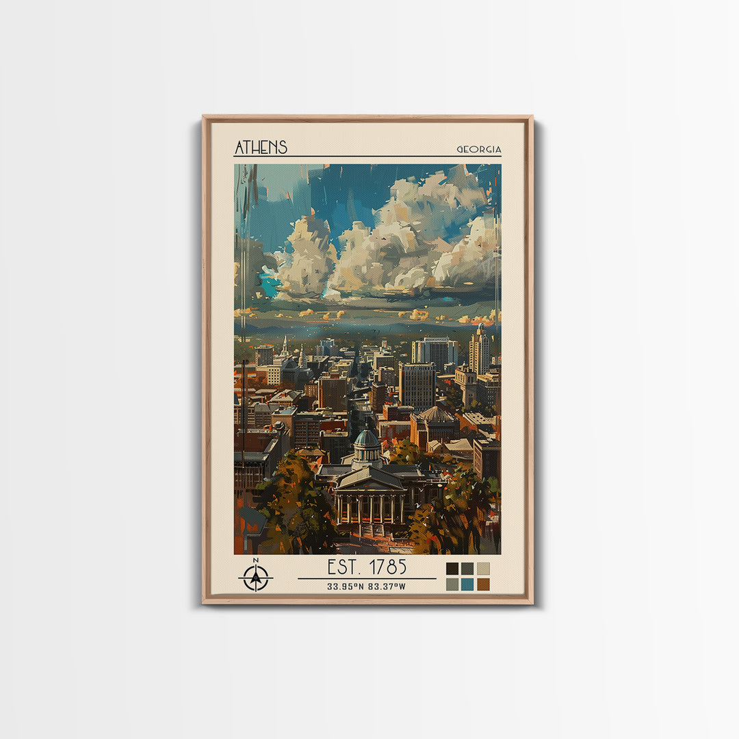 Athens Travel Poster, Canvas Print, City Travel Poster, Vintage City Poster, Mid Century Wall Art, City Illustration, City Art Print
