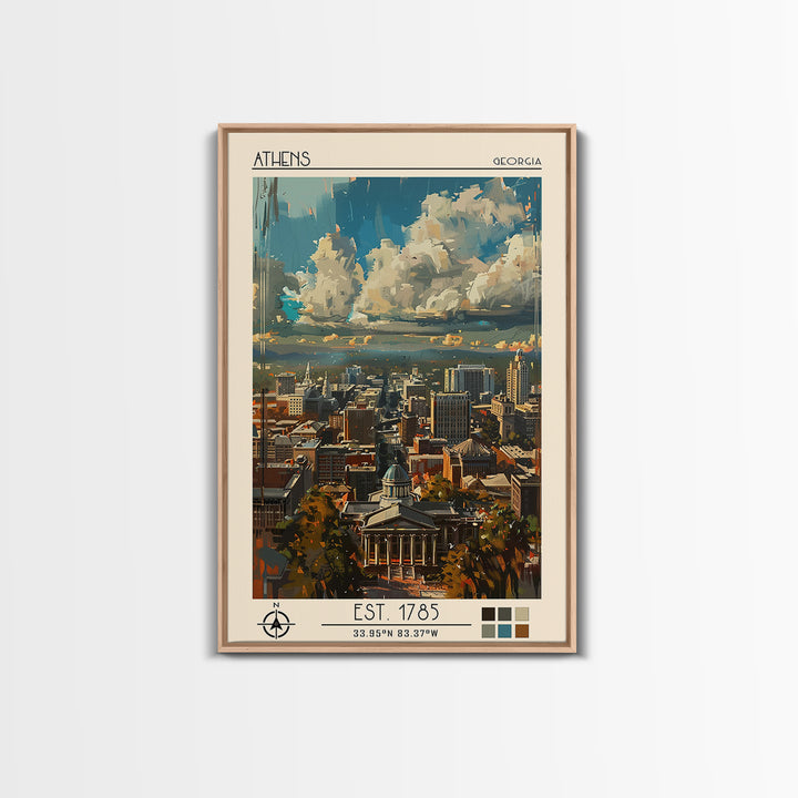 Athens Travel Poster, Canvas Print, City Travel Poster, Vintage City Poster, Mid Century Wall Art, City Illustration, City Art Print