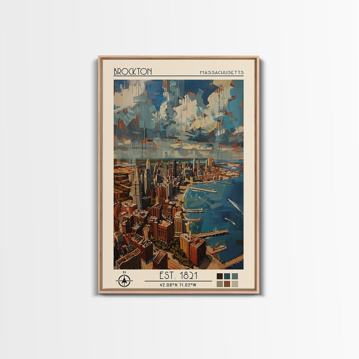 Brockton Travel Poster, Canvas Print, Travel Wall Art, City Wall Art, Wanderlust Gift, Fine Art Print, Wall Art, Vintage City Poster