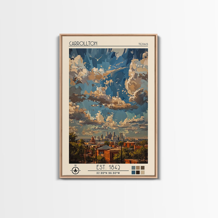 Carrollton Travel Poster, Framed Canvas Print, Travel Prints, Landscape Art, Vintage City Poster, Vintage Travel Print, Poster Print
