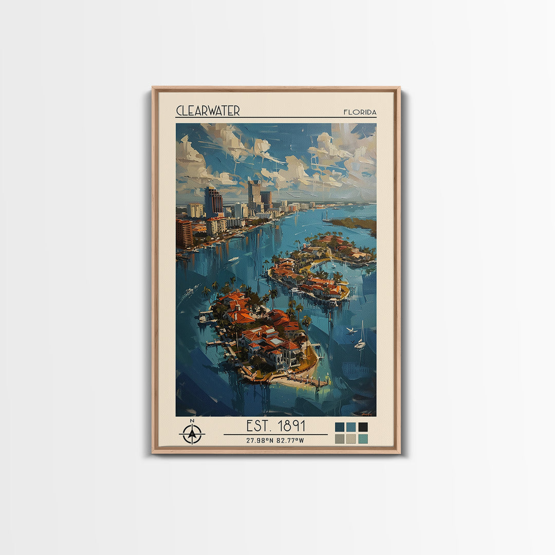 Clearwater Travel Poster, Canvas Print, Travel Art Print, Modern Wall Decor, Colorful Wall Art, Retro Travel Print, Gallery Wall Set