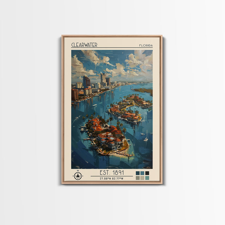 Clearwater Travel Poster, Canvas Print, Travel Art Print, Modern Wall Decor, Colorful Wall Art, Retro Travel Print, Gallery Wall Set