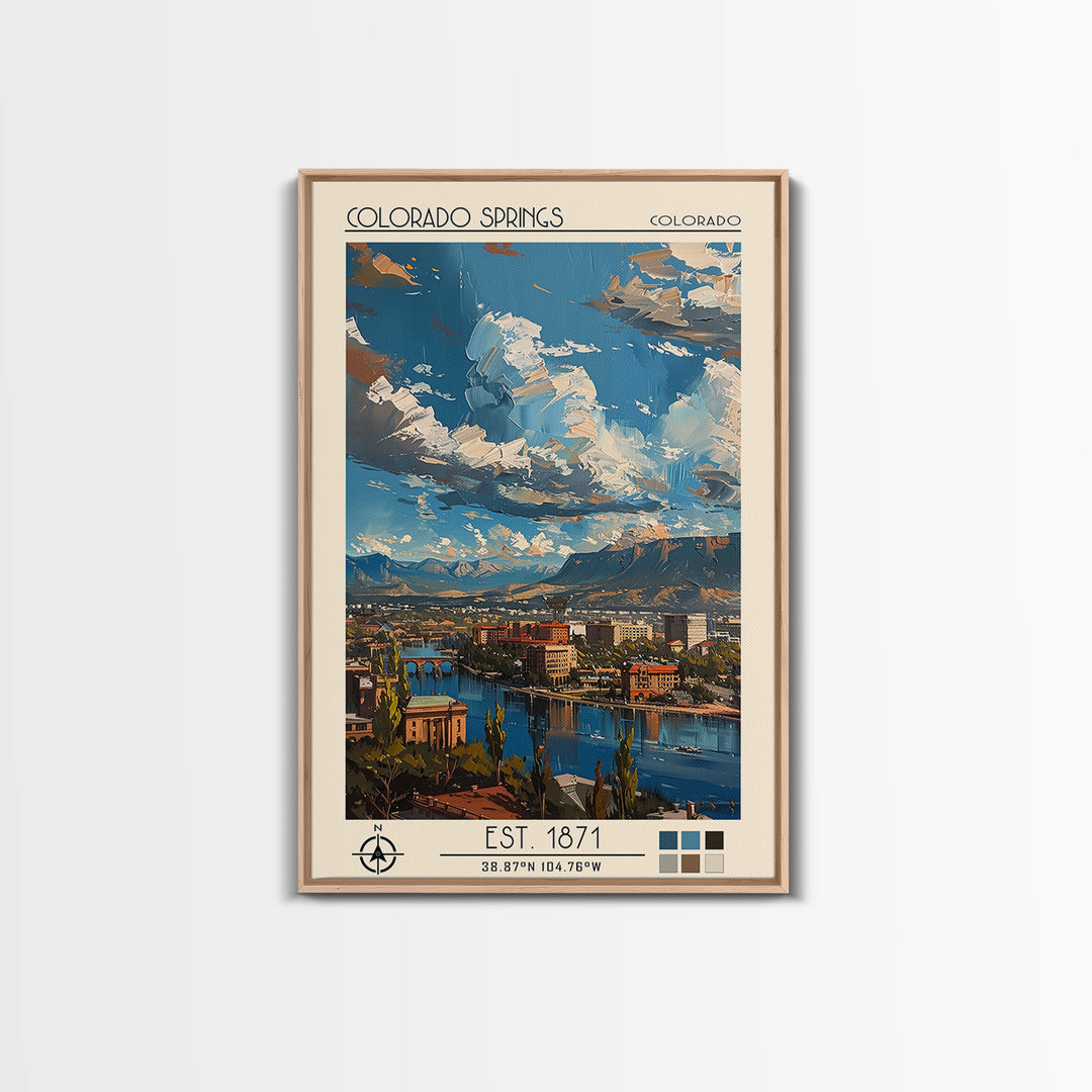 Colorado Springs Travel Poster, Canvas Print, City Art Print, Travel Wall Art, Colorful Wall Art, City Travel Poster, Retro Wall Art