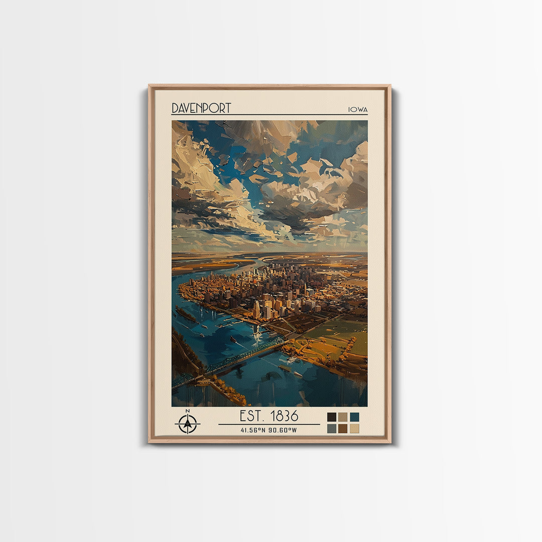 Davenport Travel Poster, Framed Canvas Print, Poster Print, Travel Wall Art, Retro Travel Poster, Wanderlust Gift, Minimalist Poster