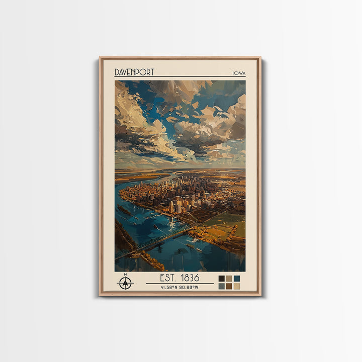 Davenport Travel Poster, Framed Canvas Print, Poster Print, Travel Wall Art, Retro Travel Poster, Wanderlust Gift, Minimalist Poster