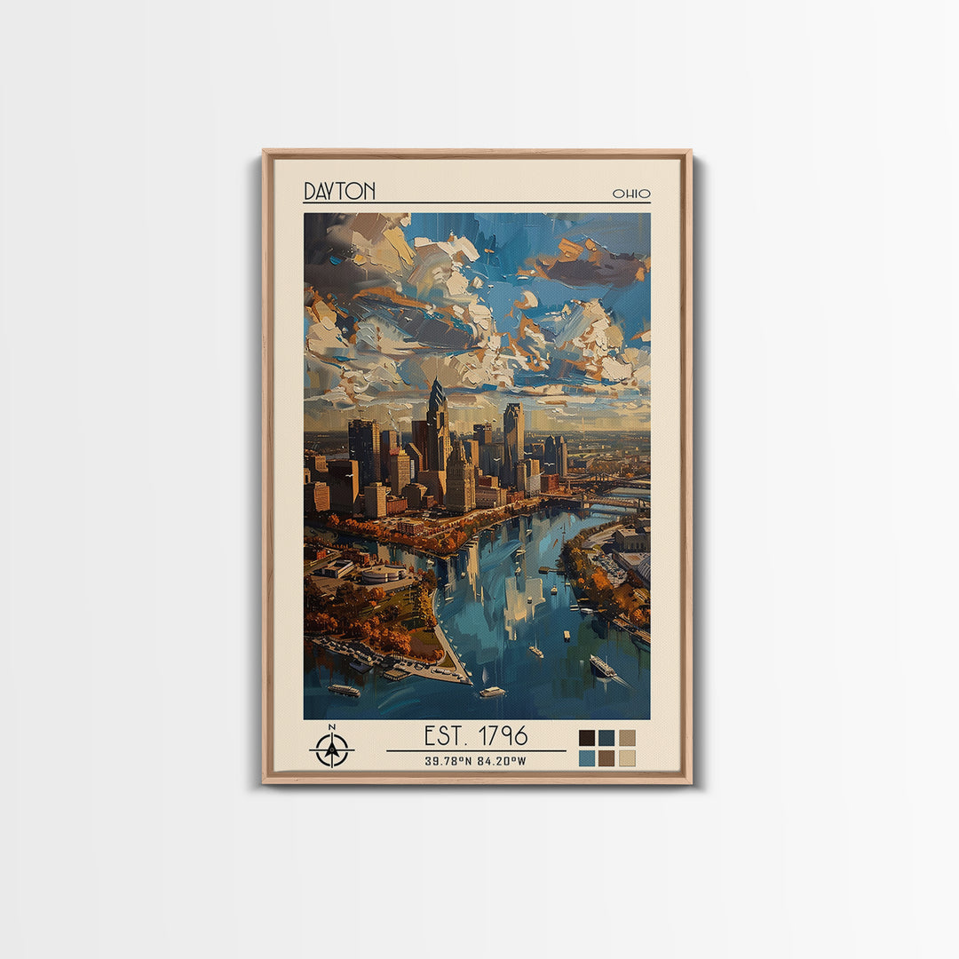 Dayton Travel Poster, Canvas Print, Travel Wall Art, City Wall Art, Colorful Wall Art, Travel Prints, Home Decor, City Travel Poster